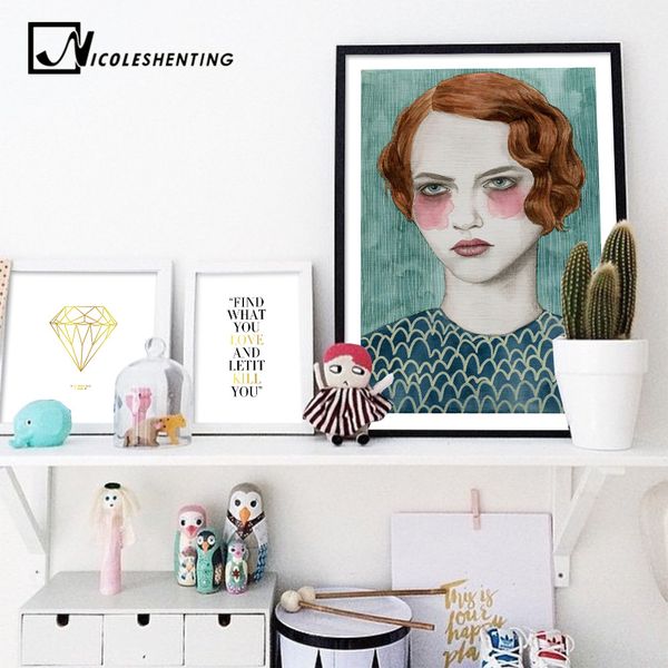 

nordic decoration girl motivational quote poster canvas prints minimalist wall art painting decorative picture for living room