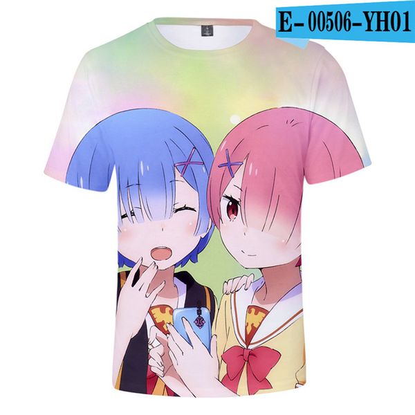 

re zero girls clothing rem and ram japanese anime 3d print shirts horror oversized anime men clothing
