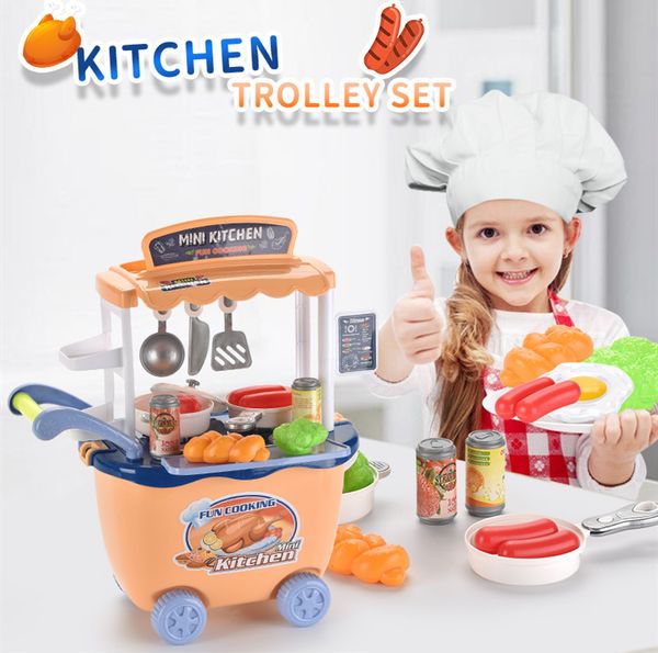 

kid toy simulated kitchen trolley set pretend play and dress-up kitchen workshop model toy for baby
