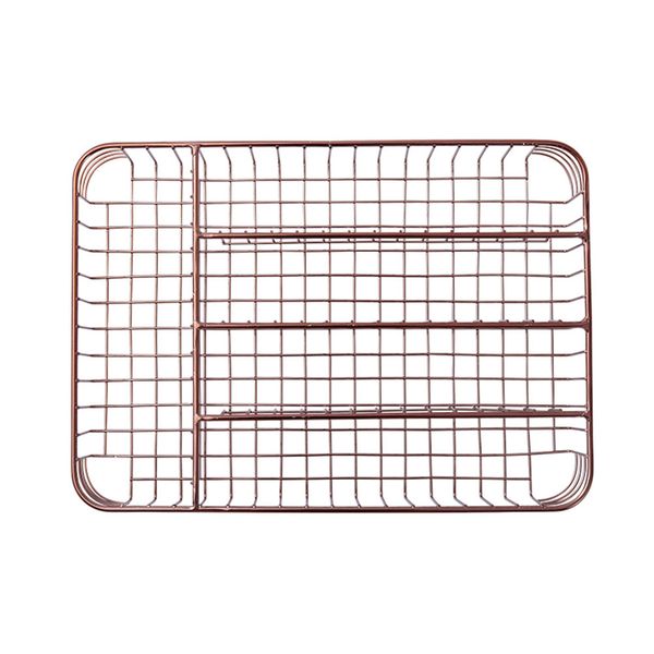

metal storage basket holder kitchen utensil 5 compartment household drainer rack
