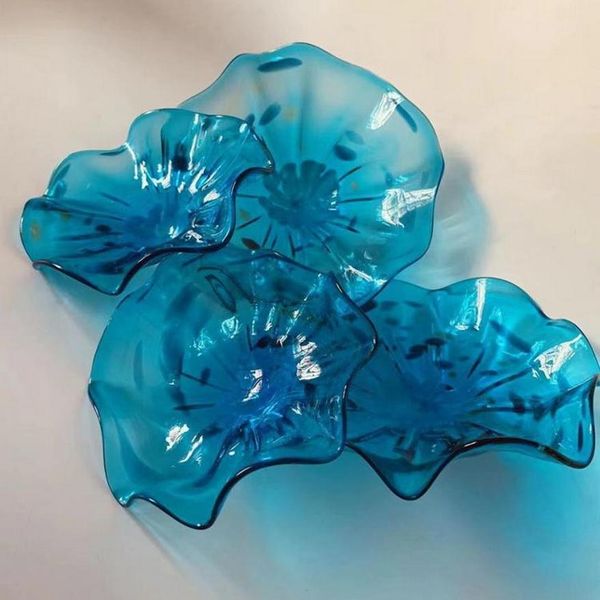

2020 Free Shipping 100% Mouth Blown Romantic Arabic Wall Plates Cheap Blue Colored Big Wall Lamps