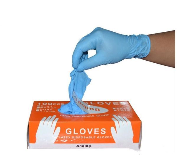 

pairs food blue 50 waterproof disposable latex gloves latex disposable acidproof gloves processing powder-xhhair xtekg
