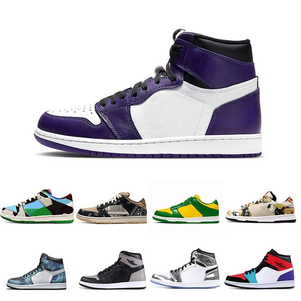 

1 1s women men basketball shoes court purple shattered backboard varsity red phantom womens mens outdoor trainers shoes