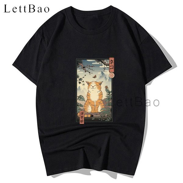 

edo cat japanese kawaii harajuku oversized t shirt printed black graphic t shirts new design t-shirt 2020 summer boyfriend gift