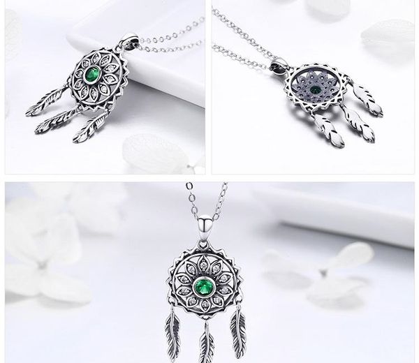 

2pcs 925 sterling silver jewelry sets vintage dream catcher bracelets & necklaces crystal cz women jewelry anniversary birthdayh