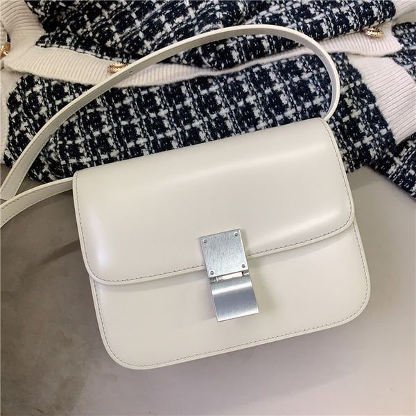

2020 new genuine leather glossytofu women bag luxury design handbag casual fashion single shoulder bag