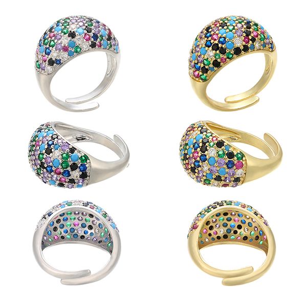 

zhukou 23x26mm classical brass cubic zirconia wedding engagement ring for women girls crystals gift rings, Golden;silver