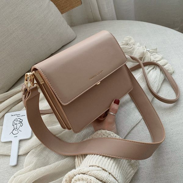 

2020 shoulder retro solid color square sling bag