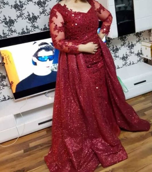 

2021 long evening gown mermaid prom dress robe de soiree long sleeve prom dresses, Black