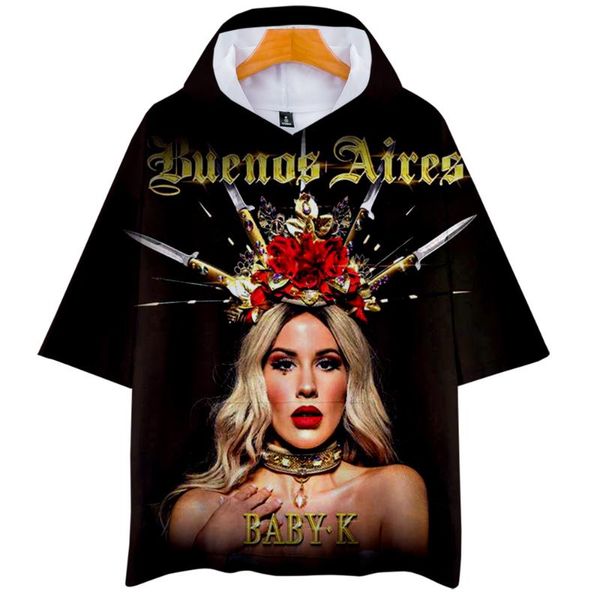 

italy famous singer baby k print women/men harajuku summer casual short sleeve tshirts streetwear t shirt, White