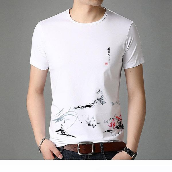 

2020 summer korean wave of brand new men's clothes, men's fashion slim casual men's short-sleeved cotton t-shirt, White;black