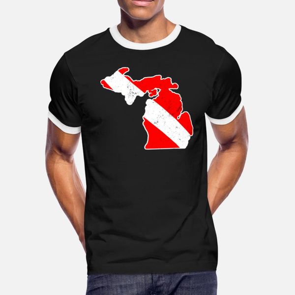 

michigan scuba dive flag diver down flag t shirt men character short sleeve round collar clothes cute basic summer style trend shirt