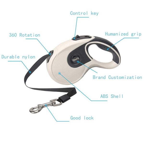 

5m big dog leash automatic retractable durable nylon leash for puppy long line dog pet supplies