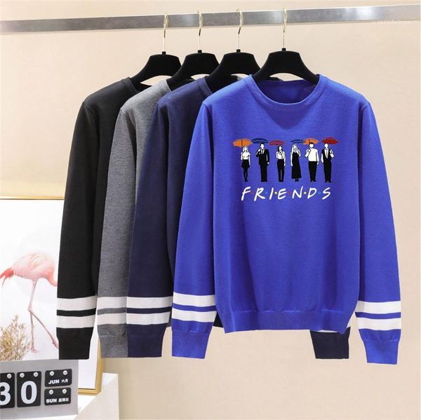

casual womens sweater couples pullover autumn clothes friends printed mens designer sweater american popular tv drama, White;black