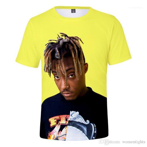 

mens tees casual short sleeve males clothing juice wrld mens designer tshirts fashion 3d digital print, White;black