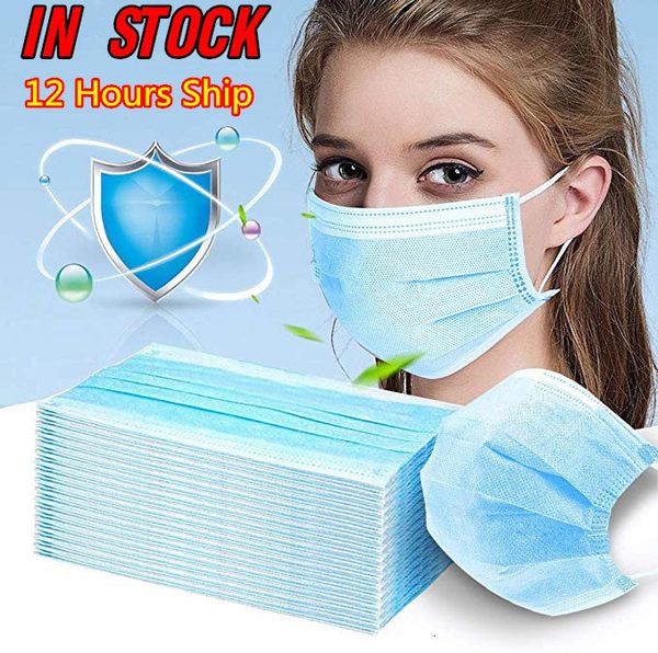 

disposable face mask 3 layer ear-loop dust mouth masks cover 3-ply non-woven disposable dust mask soft breathable outdoor part dhl