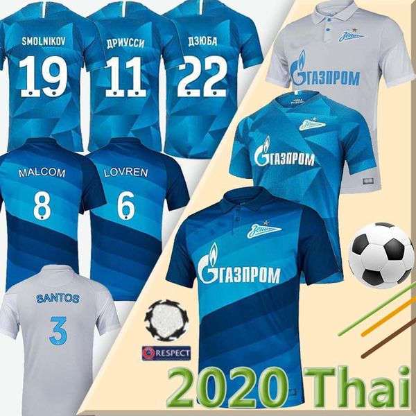 

20 21 fc zenit st. petersburg soccer jersey home away blue gray malcom lovren 2020 2021 santos barrios football maillots de foot, Black;yellow