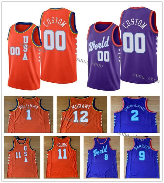 

2020 rising star world team purple jerseys men 0 alexander-walker 22 ayton 15 clarke 2 gilgeous-alexander okogie barrett 8 hachimura doncic, Black