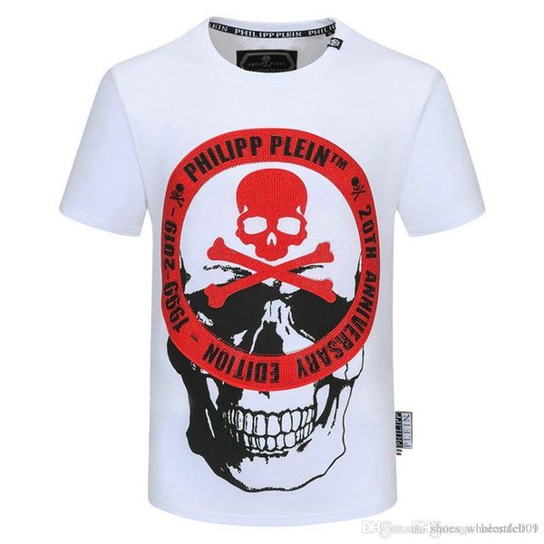 

philip plain brand mens designer t shirts firmata uomo fashion luxury designer t shirt summer homme mens skull tshirt tee 9432, White
