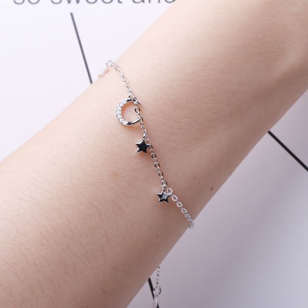 

moon star bracelet for women chic wedding/bridal/engagement zircon heart jewelry accessories dropshipping, Black