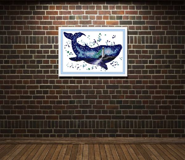 Il mondo delle balene Fatto a mano Punto croce Strumenti artigianali Ricamo Set ricamo contato stampa su tela DMC 14CT 11CT332o