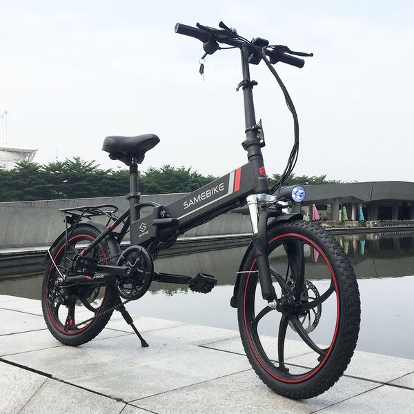 

samebike 20 inch folding electric bike e-bike scooter 350w 48v 10.4ah motor conjoined rim power assist electric bicycle new, Silver;blue