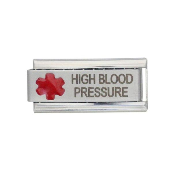 

emergency signal patient disease super link charm alert awareness high blood pressure italian charms bracelet, Black