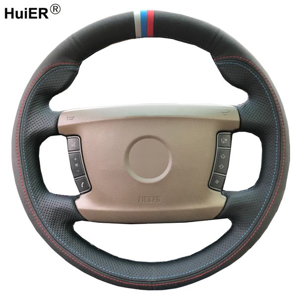 

diy car steering wheel cover black suede leather for e65 e66 2001-2005 2006 2007 2008 (4-spoke) funda volante stuurhoes