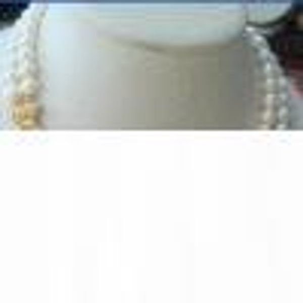 

7-8mm double strand akoya white pearl necklace 17"18, Silver