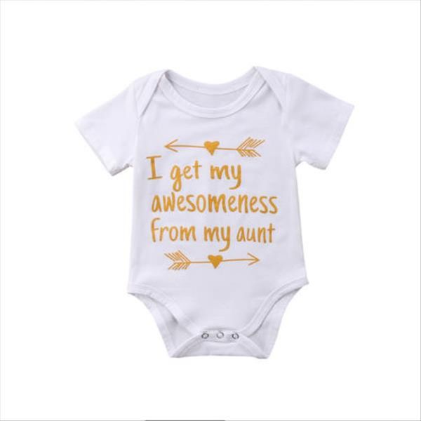 

new summer infant baby boys girls stylish bodysuit letter print aunt cotton jumpsuit clothes short sleeve white bodysuit 0 18, Blue