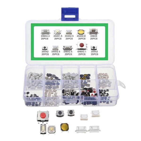 

250pcs remote control tactile push button switch keys assortment 10 models home