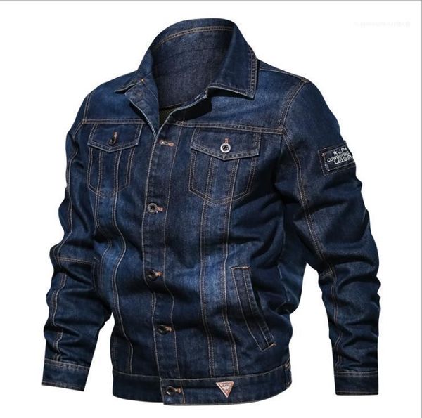 

long sleeve fashion multi pocket lapel neck jean coats male clothing 2020 mens designer jacket plus size, Black;brown