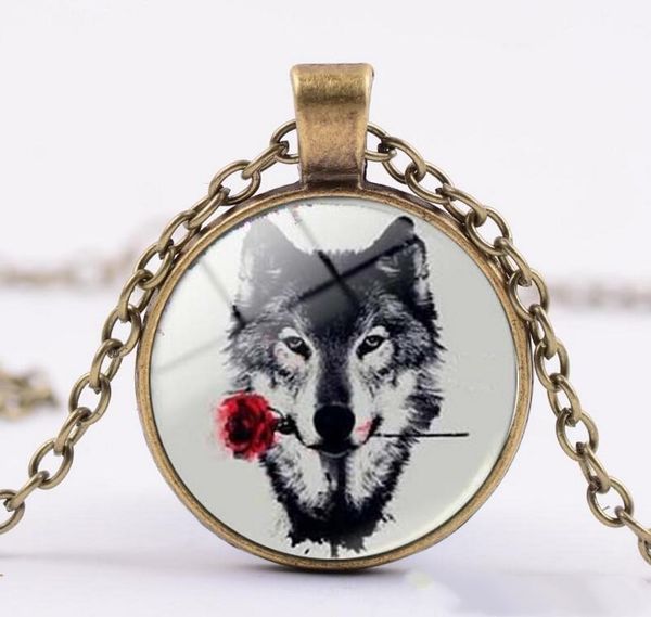 

glold rose 4 кабошон wolf mouth в черный цвета стекло серебро подвески ожерелье бронзы любовь gemstone способа время ювелирных bdehome jvwts, Silver