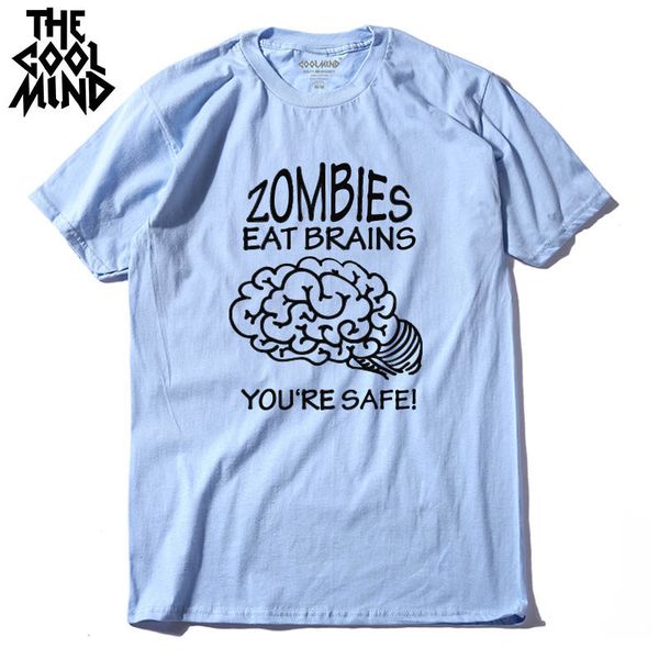 

coolmind zo0113a 100% cotton o-neck loose zombies eat brain men t-shirt short sleeve men tshirt cotton cool mens t shirt tees