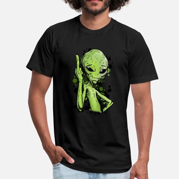 

antisocial alien with middle finger t shirt men knitted cotton round collar letter loose humor summer style trend shirt