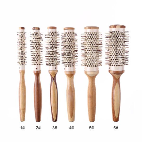 

pro salon hair care styling tool round hair comb hairdressing curling brush ceramic iron magic hairbrushes, Silver