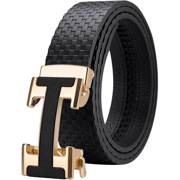

williampolo full-grain leather brand belt men genuine luxury leather belts for men strap male metal automatic buckle, Black;brown