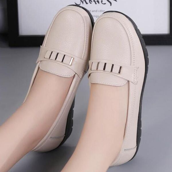 

new loafers women flats slip on shoes women autumn shallow mouth soft bottom mom casual shoes genuine leather peas xx382, Black