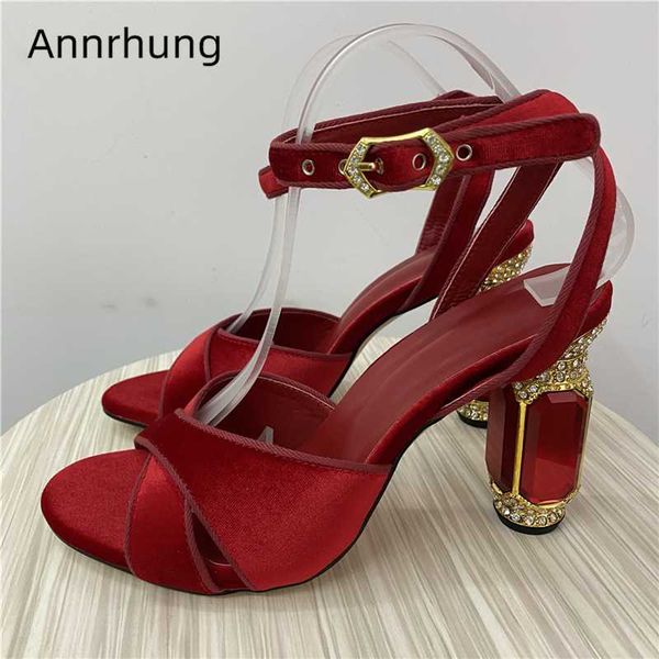 

summer velvet cross band sandals women ankle strap jeweled diamond rhinestone high heel party shoes woman, Black