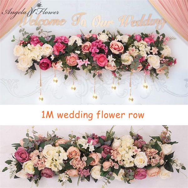 

2 unids/lote 1m carretera citada flores artificiales boda decoracion flor pared arqueada puerta tienda hilera de