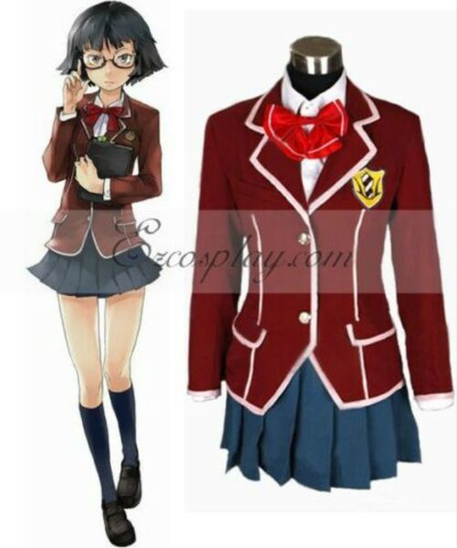 

guilty crown inori yuzuriha school uniform cosplay costume, Black;red
