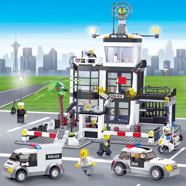 

city police station truck set technic car building blocks mini bricks figure toys friends diy creator vehicle model for children boys 06
