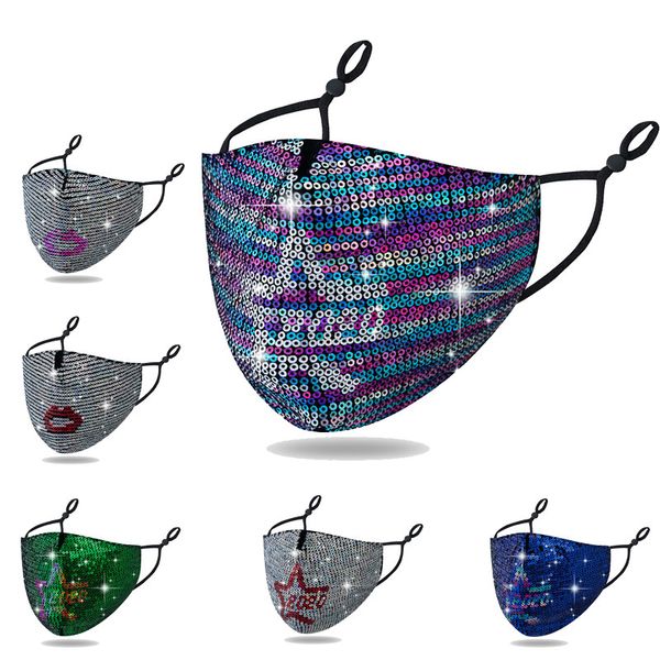 

fashion face mask bling bling sequins face masks breathable dust-proof five-pointed star lips mask dhl ing