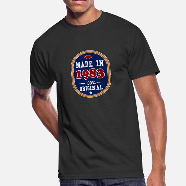 

made in 1983 100% original t shirt men create short sleeve round neck homme cute fashion spring novelty shirt, White;black