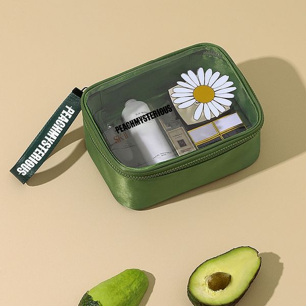 

factory direct popular daisy transparent makeup bag skin care products large capacity portable fashion storage bag