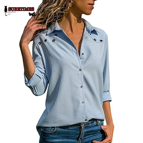 

women blouses 2020 spring elegant long sleeve blouse shirt turn down collar chiffon blouse office shirts blusas camisa xxl, White