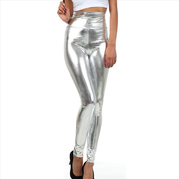 

leggings for women shiny liquid metallic high waist stretch leggings bohemian party pencil pants leggings sport women fitness pants 20, Black
