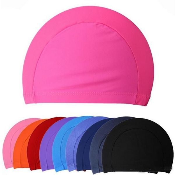 

200pcs size fabric protect ears long hair sports siwm pool swimming cap hat adults men women sporty ultrathin bathing caps