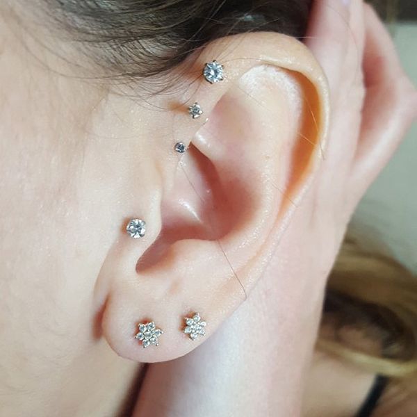 

2020 new simple delicate flower stud girl gift stud tiny cz stone gold color 925 sterling silver metal delicate dainty earring, Golden;silver