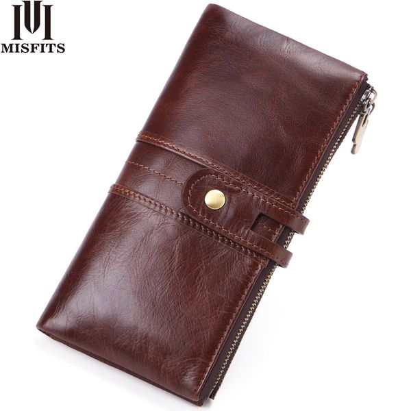 

2020 new long wallet men genuine leather clutch purse with card holder money bag women portemonnee zipper hasp phone bag, Red;black